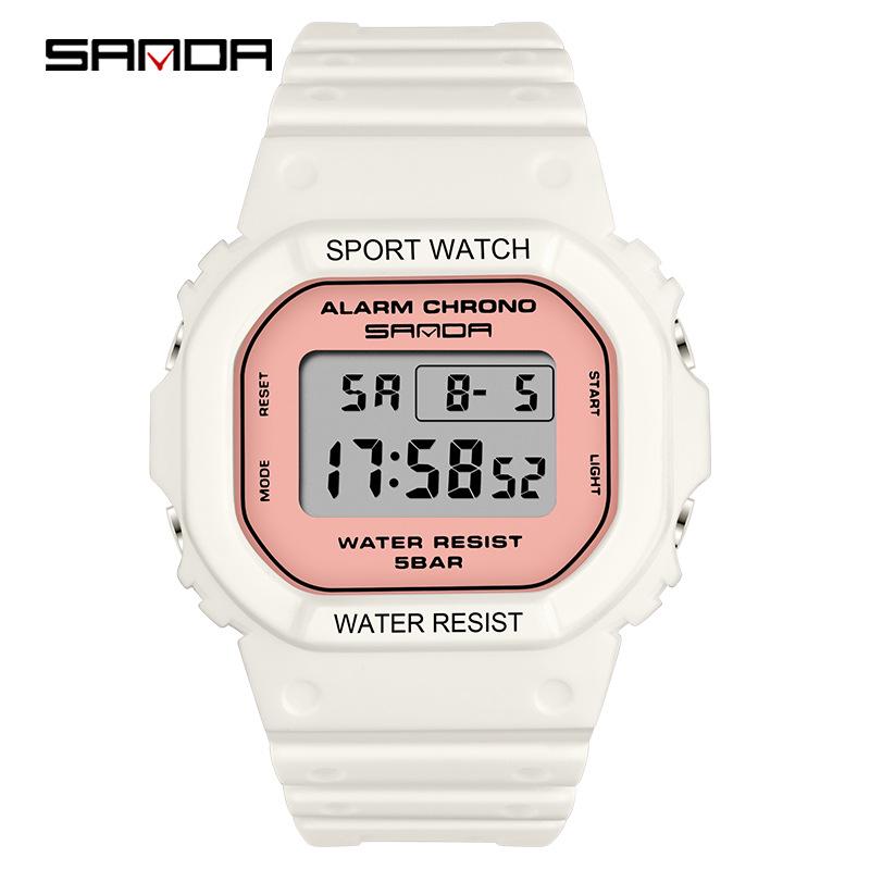 Sanda Square Multifunctional Waterproof Luminous Sports Watch for Men & Women - Fashionable Student Wristwatch