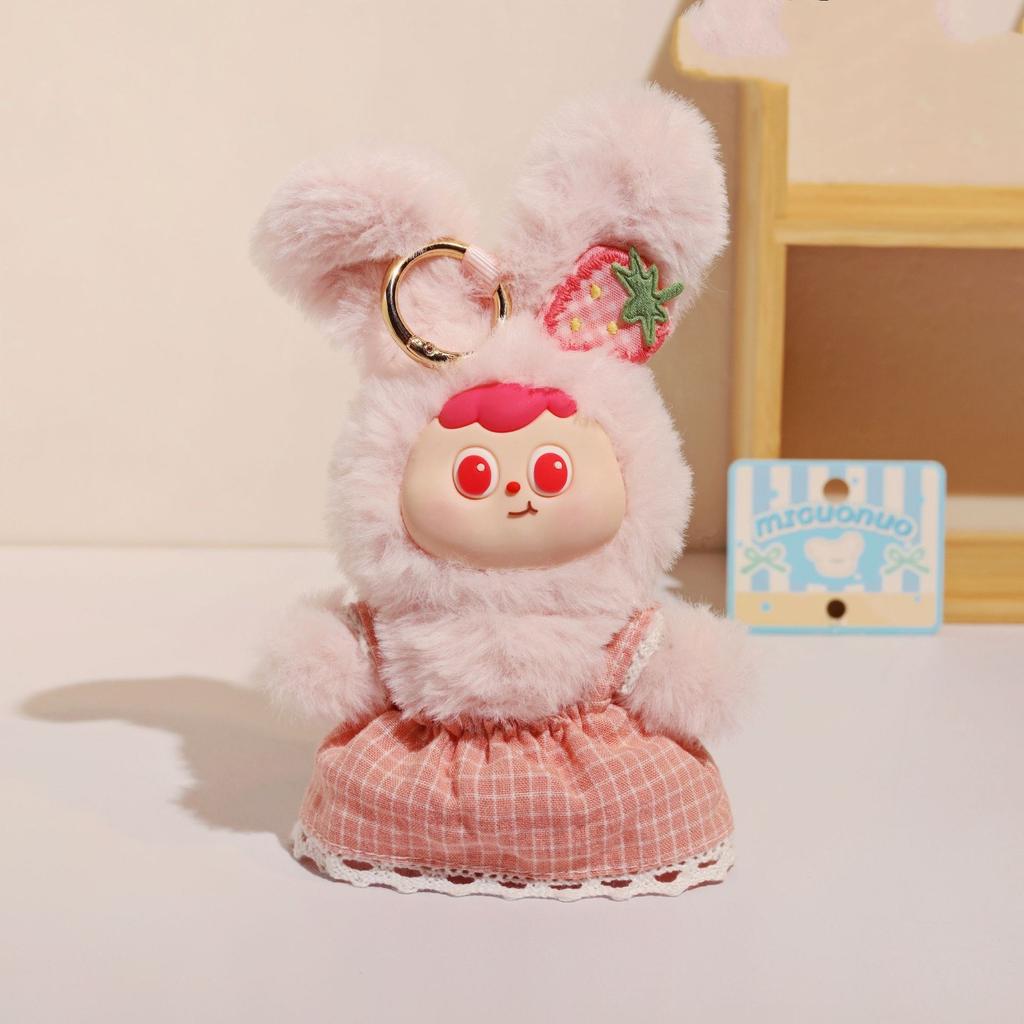 15cm Cute Rabbit Inyl Plush Toys Popular Stuffed Plush Toys Garden Rabbit Toy Clothes Can Taken Off Kids Birthday Gifts Hang Bag