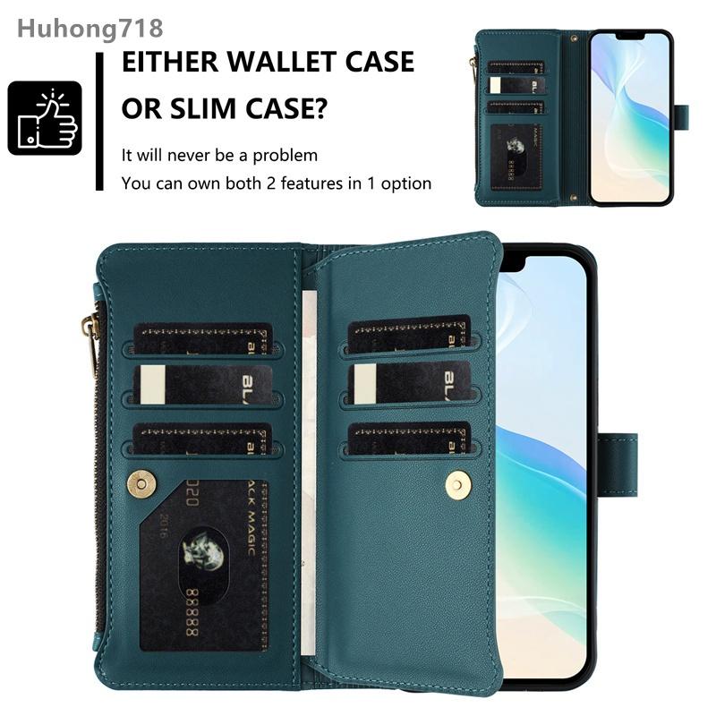 Zipper Leather Case For Iphone 14 15 16 Plus 17 Air Pro Max 16E Wallet Cover Casing