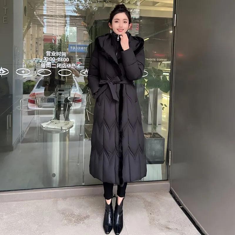 Plus Size 7XL Fashion Winter Jackets Woman Long Parkas Hooded Loose Thick Warm Overcoat Casual Women's Coats with Belt