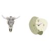 Cow Head Wall Decor Ornament Hanging Craft Tribal Bull Sculpture Art Silent Clock Simple