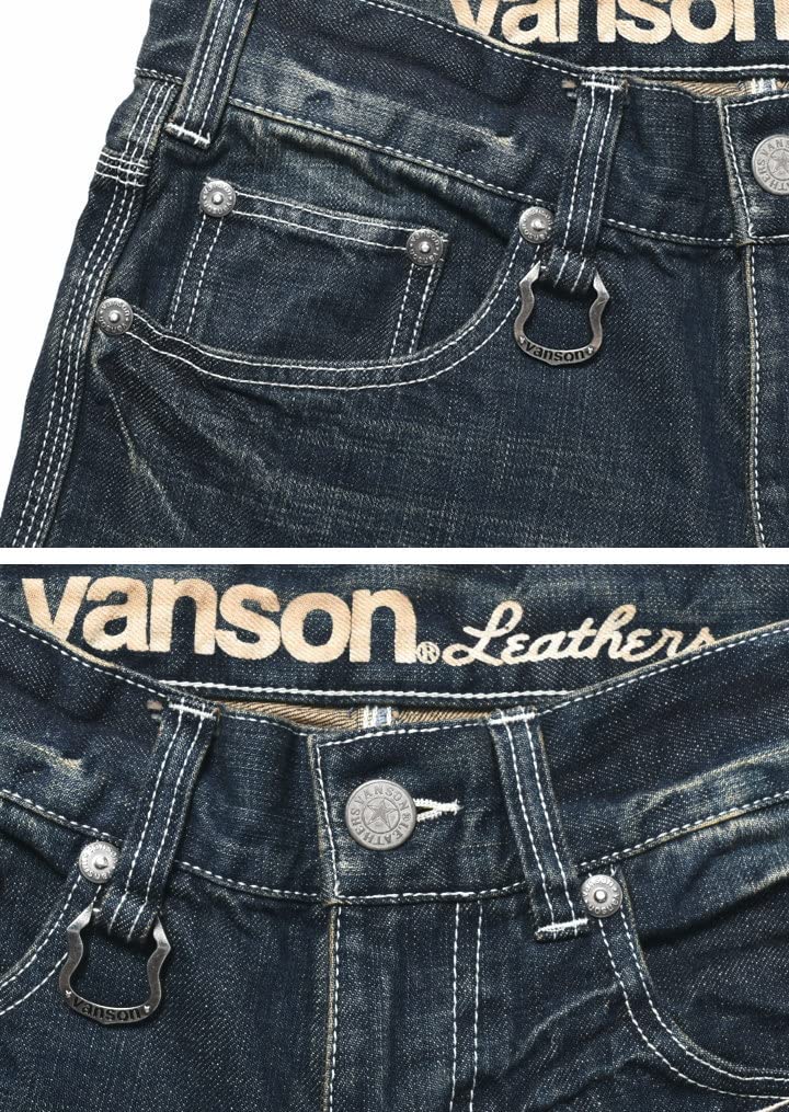 Vanson Cross Piston Fully Distressed Denim Jeans, Skull, Embroidered, Pants, SP-B-32 (Size 34, Indigo)