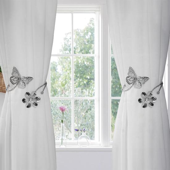 Curtain Buckle Retro Floral Carving Design Butterfly Flower Shape Curtain Fasteners Artistic