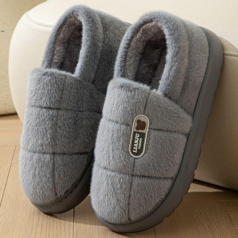Plus Size 48 49 50 Mens Indoor Plush Fuzzy Slippers Anti-odor Fur Slides Men Home Shoes Winter Slippers Male Warm Bedroom Shoes