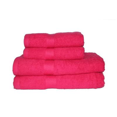 Serviette De Douche - Fuchsia - 70 X 130 Cm - 100% Coton - Tissage Serré - Lot De 2
