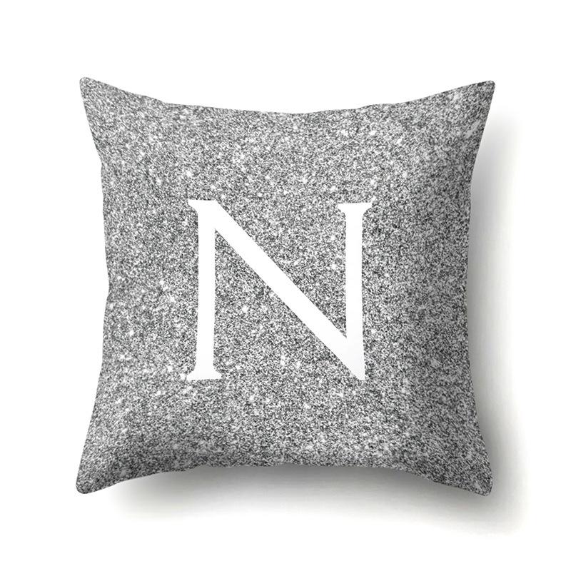 Polyester Pillowcase Home Decoration Gray Bottom Pillowcase 26 English Letter Cushion Cover