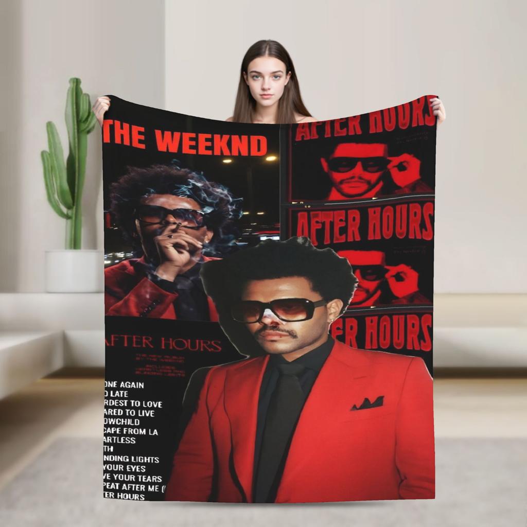 The Weeknds Rapper Singer Flannel Blanket New Album Hurry Up Tomorrow Warm Soft Throw Blanket for Bedspread Sofa Bed Cover
