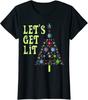 Let039s Get Lit Funny Christmas Tree Lights Ladies039 Crewneck T-Shirt