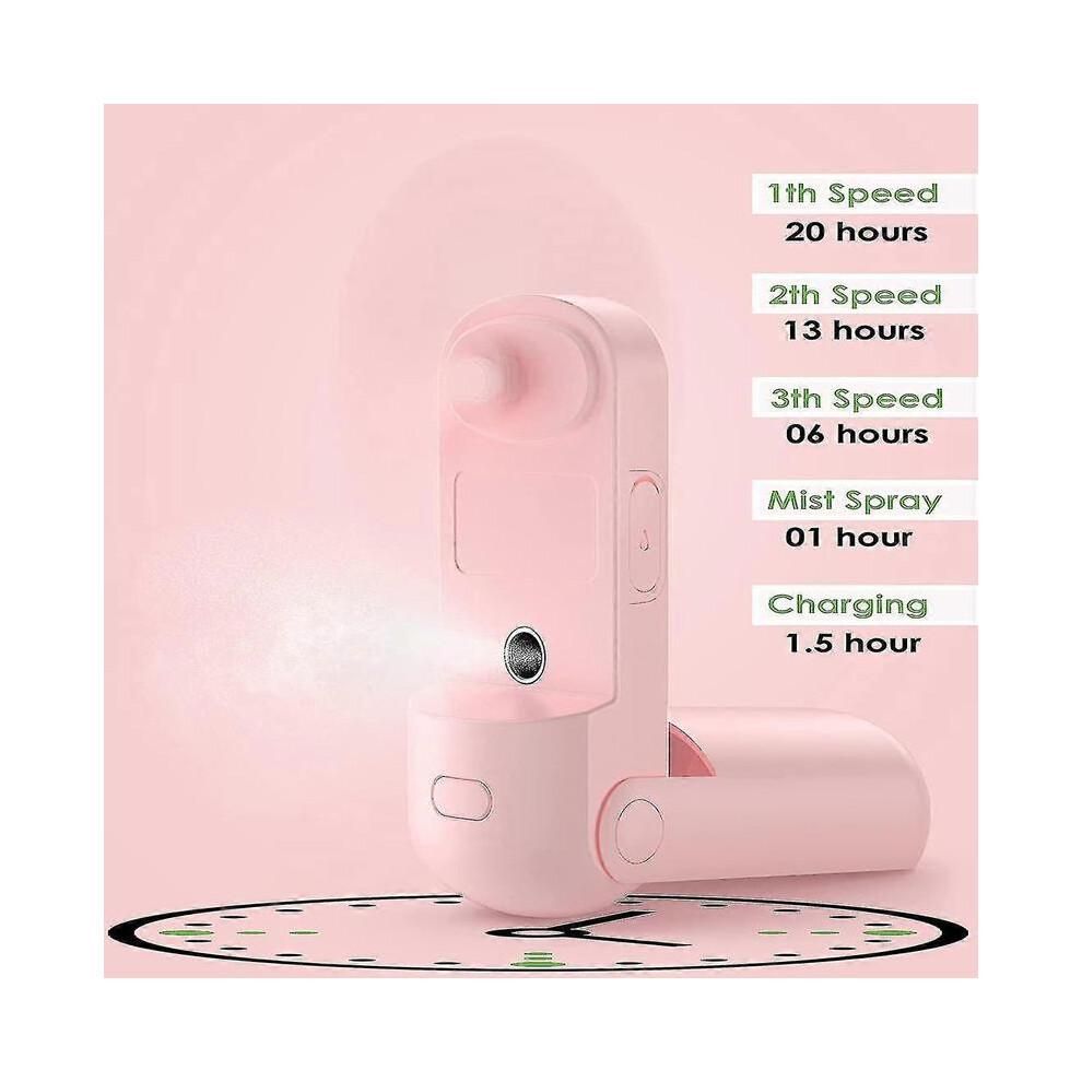 Portable USB Rechargeable Handheld Fan with Misting 3 Speeds