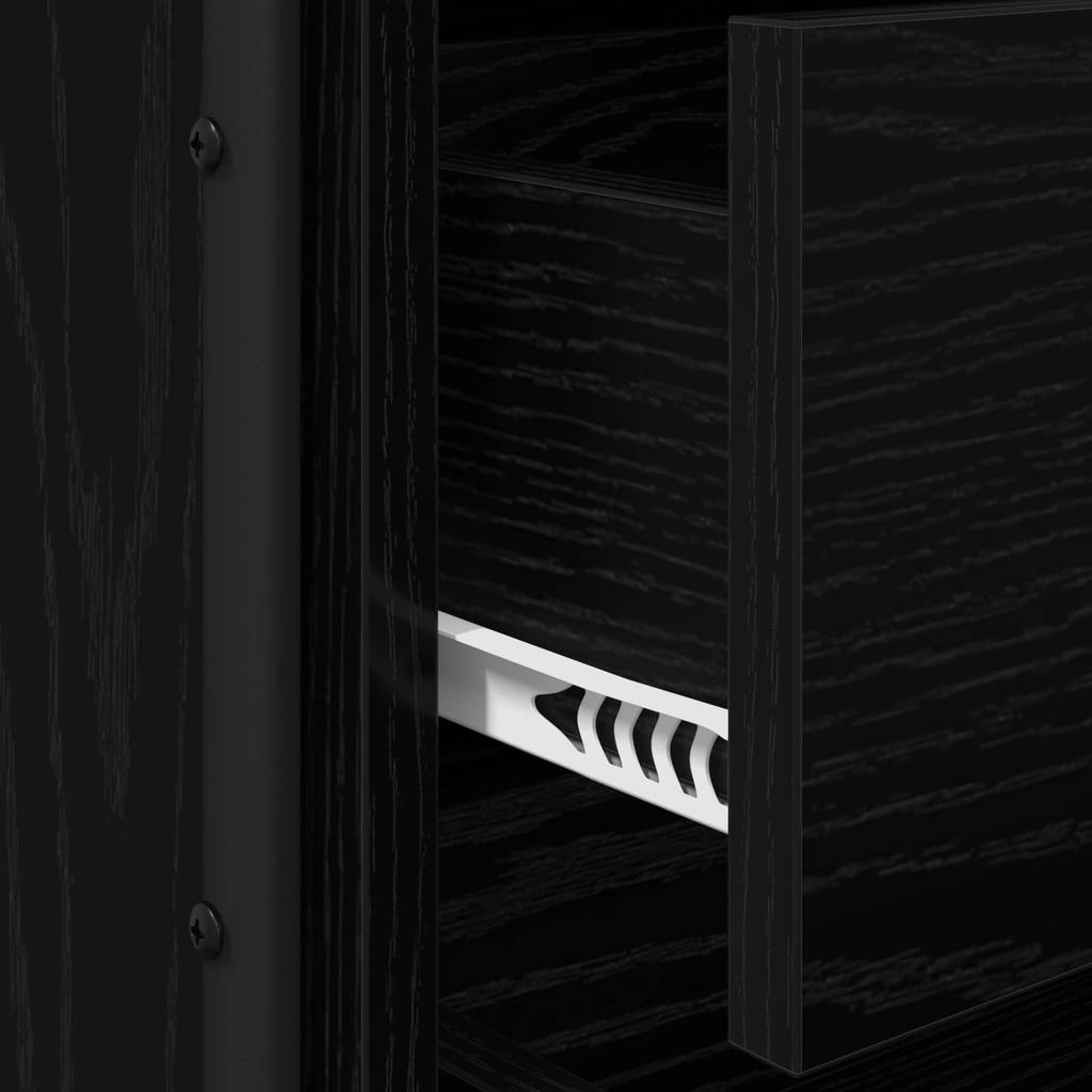 Nightstand Black Oak 35 X 36.5 X 61 Cm Engineered Wood