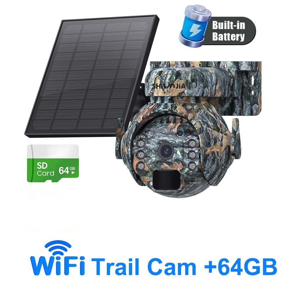 SHIWOJIA 3K 5MP 4G SIM Panel Security PTZ Night Vision PIR Human Detection Surveillance Solar Battery Camera