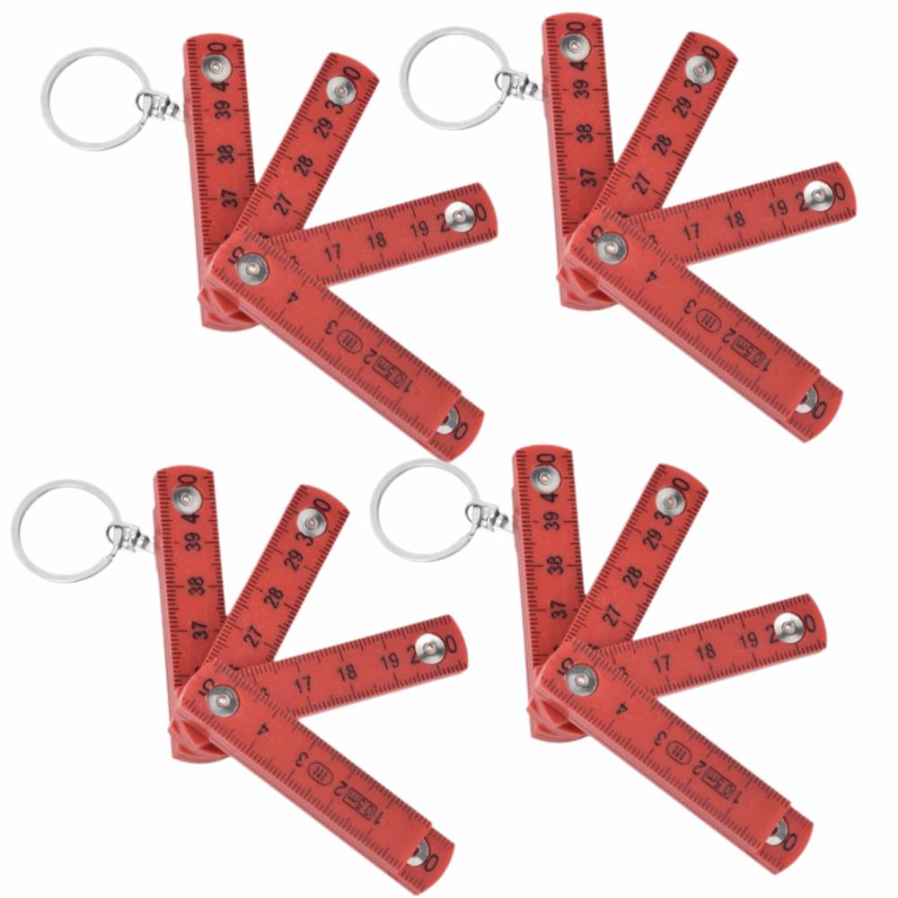 4PCS ABS Folding Ruler Double Sided White/Red/Green Inch Metric Measuring Tool Portable Mini Foldable Ruler Carpentry Work