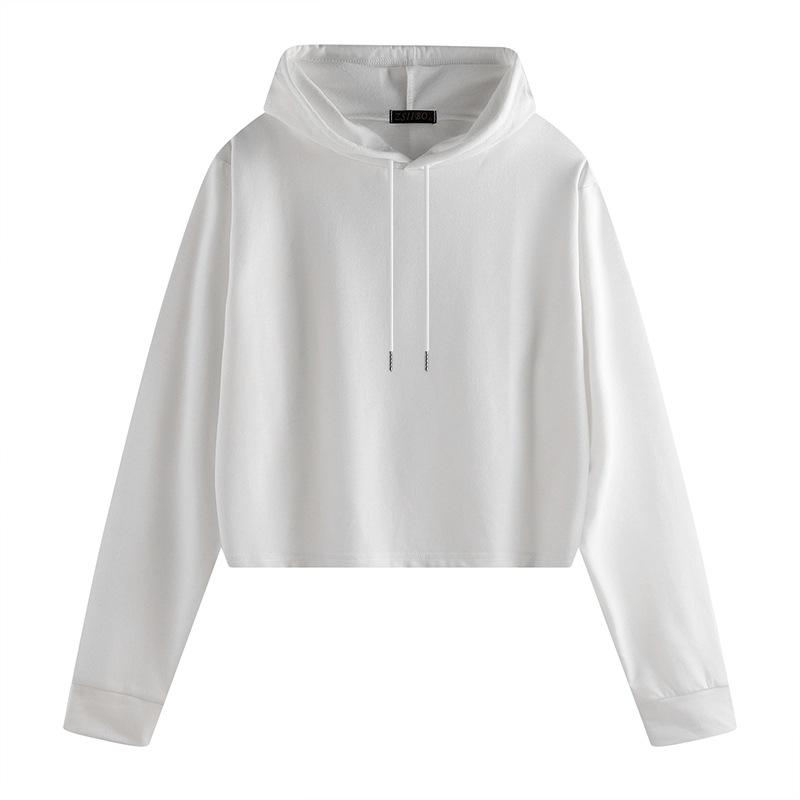 European and American spring and autumn winter hooded casual solid color street warm women's sportswear