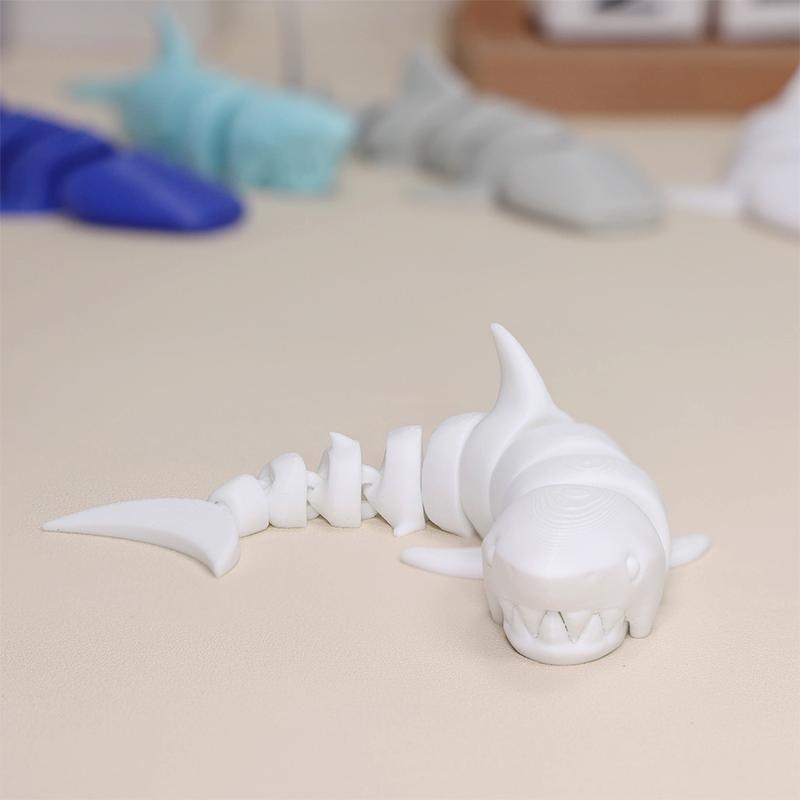 3D Printed Shark Tabletop Ornament Toys Action Model Shark Teal Purple White Decompression Decoration Kids Birthday Cute Toy