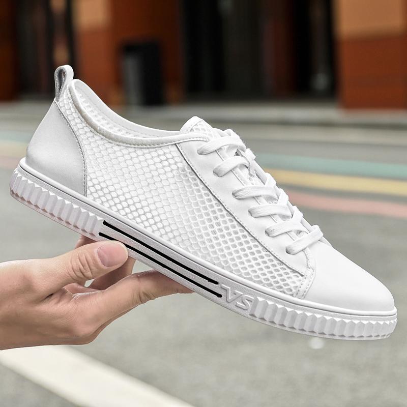 Fashion Spring Casual Men's Shoe Series Features Split Leather and Breathable Cushioned Shoes with Mesh, Sizes 37-46