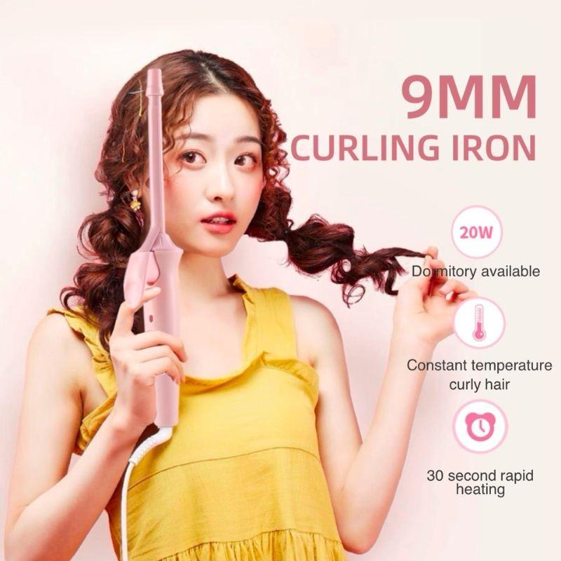 Mini Hair Curling Iron 9Mm Curler Wand Professional Curly Tongs Ceramic Electric Salon Styling Tool Small Crimping Iron Curler