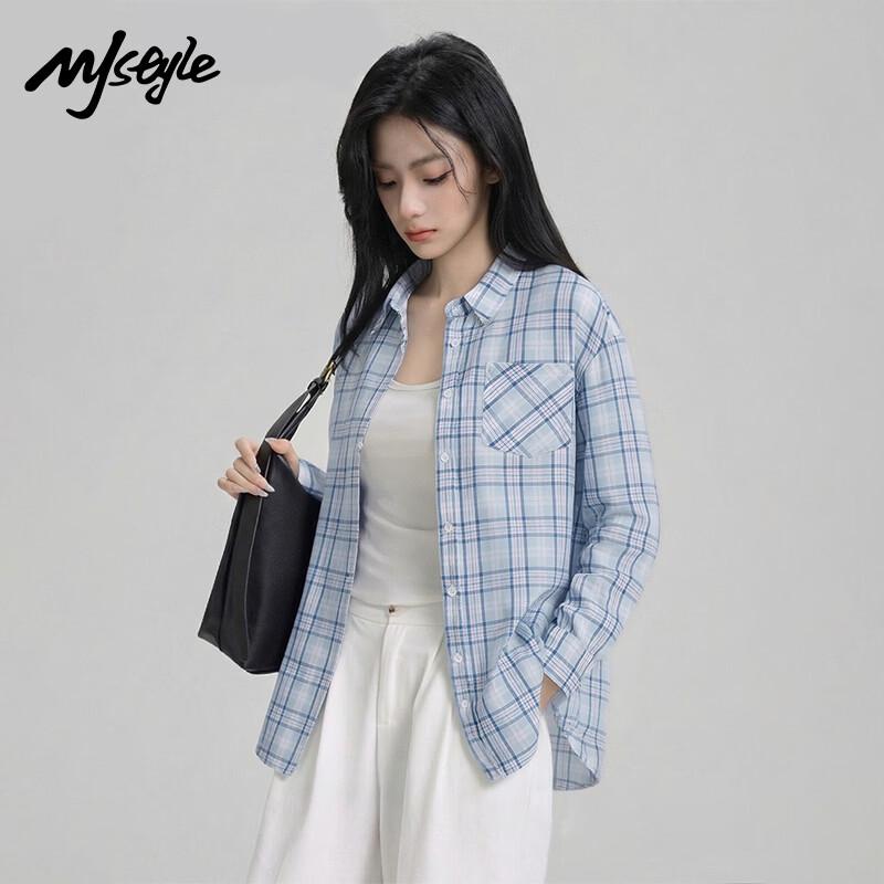 MJ Style Women's Plaid Long Sleeve Shirt