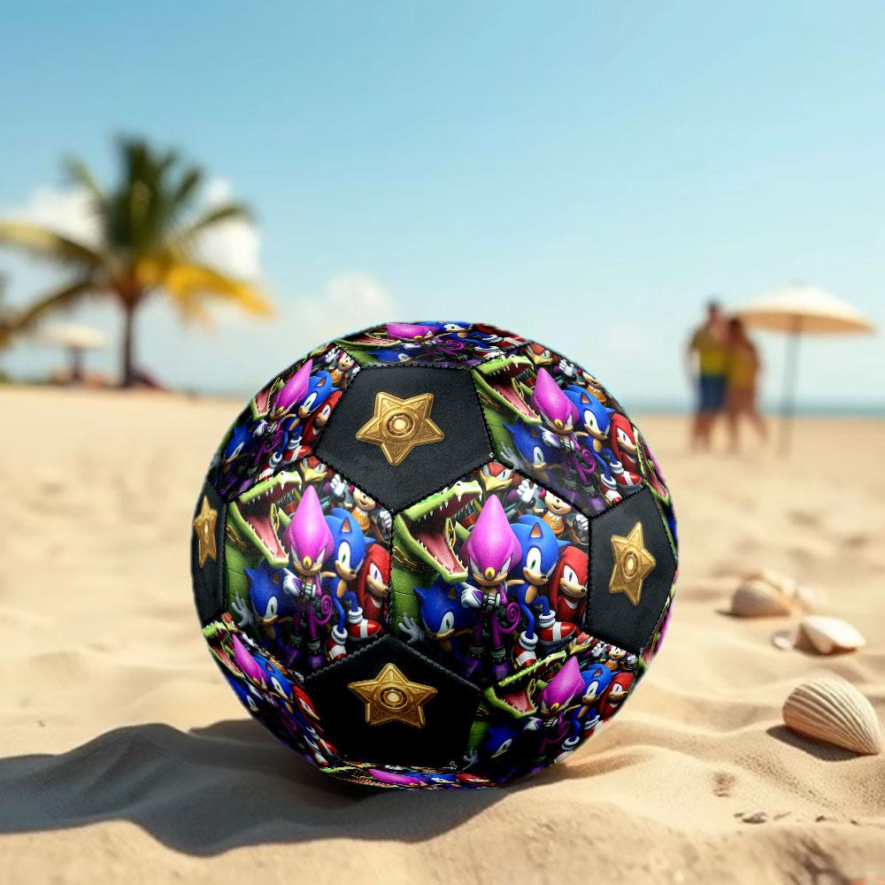 1pc Sonic the Hedgehog Soccer Ball Size 5 Indoor Soccer Ball Fashion Colorful Backyard Game - Great For Sports Fans Gift HE62