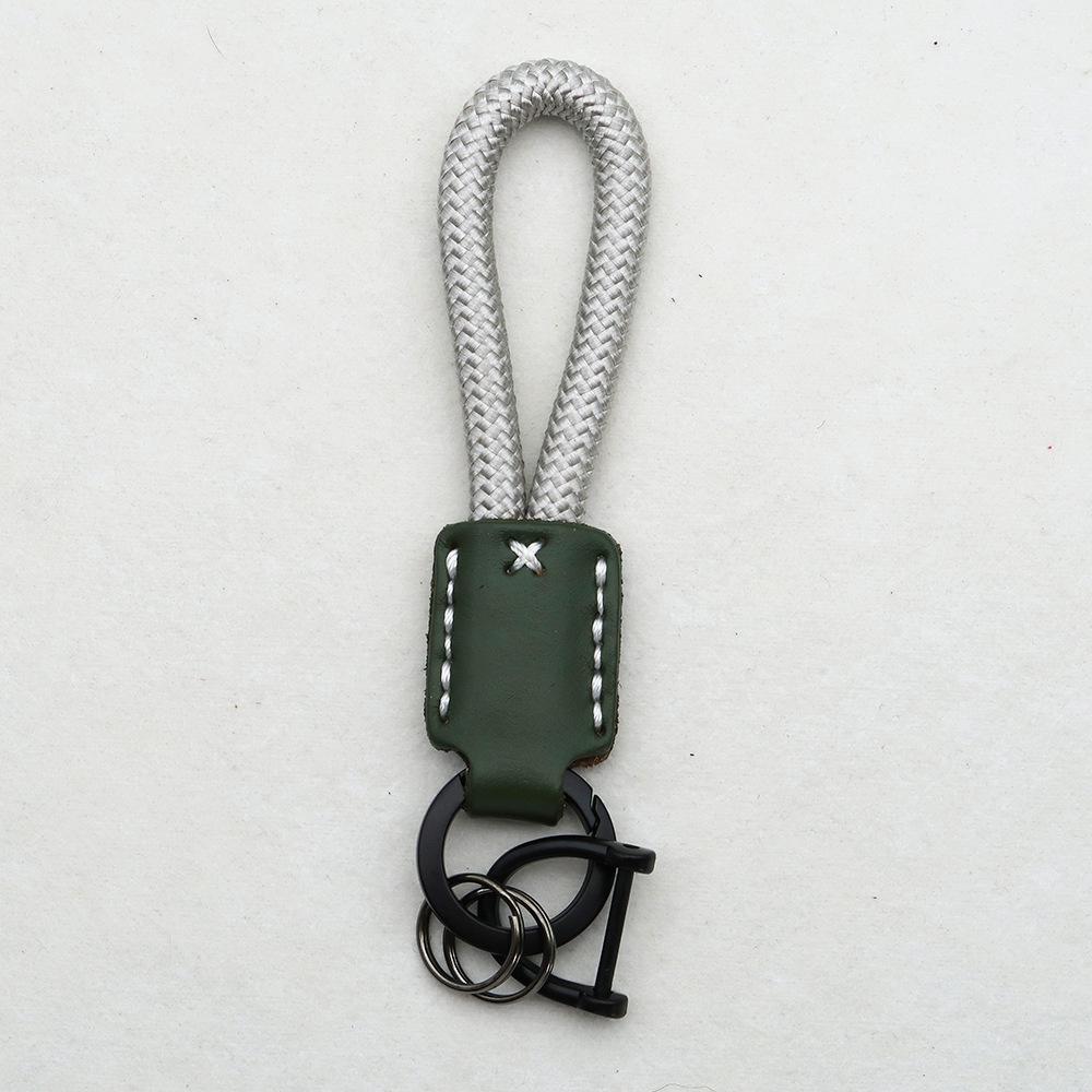 Hand-Woven Cowhide Leather Keychain Pendant with Logo Embossing - High-Quality Anti-Lost Car Lanyard