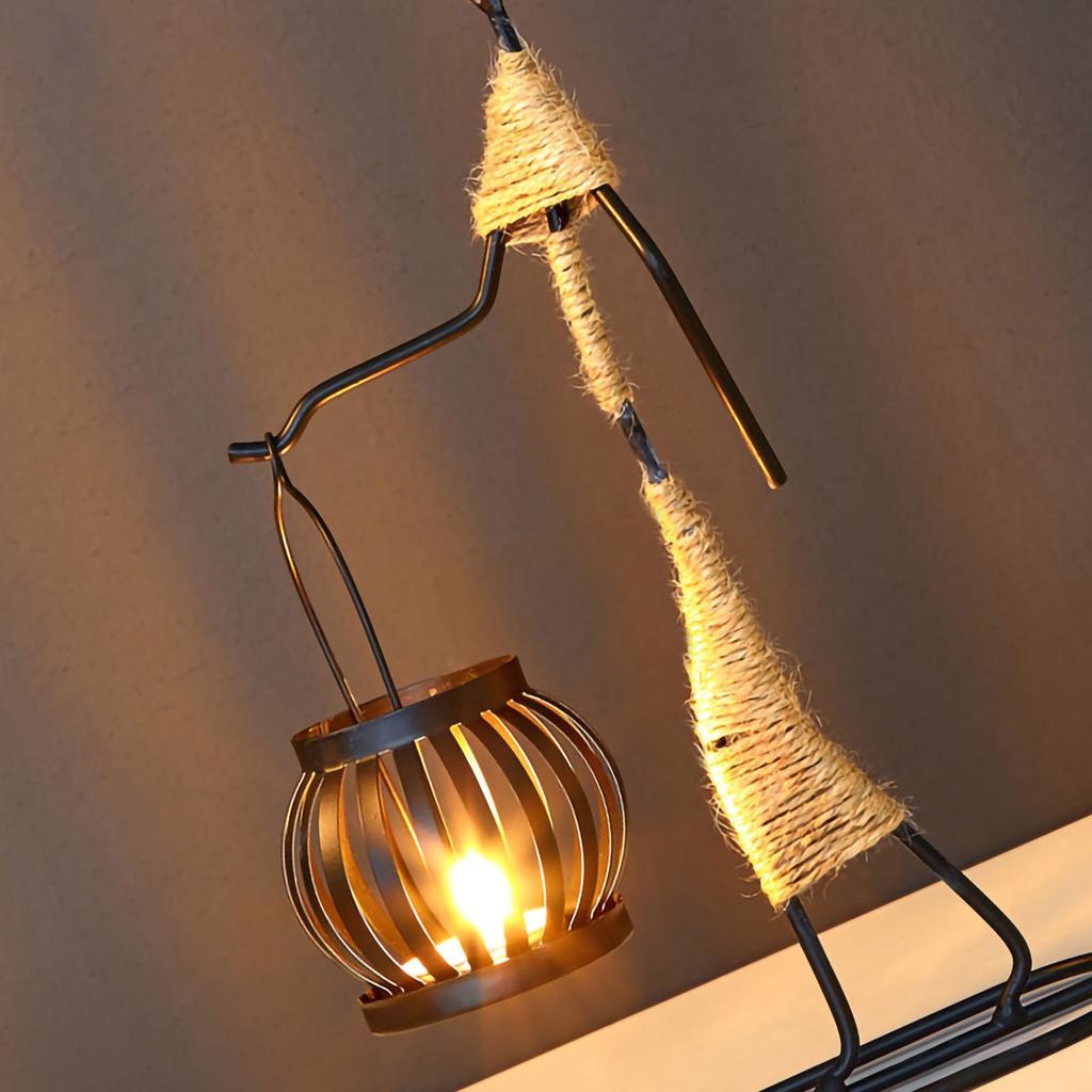 Kerzenhalter Schmiedeeisen Einzigartige Form Hanfseil Künstlerischer Kandelaber Für Bar Dekoration Esszimmertisch