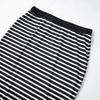 811 European-American Striped Backless Top & Slim Midi Skirt Set