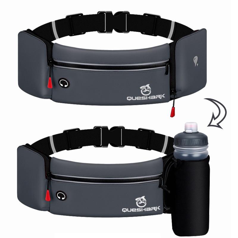 Queshark Nastavitelný bederní pás f běžecká taška s držákem na láhev na vodu cyklistika kempování turistika posilovna pouzdro na telefon sportovní taška