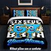 Abstract Geometric Theme Custom Text Or Name 3Pcs Bedding Set,1 Flat Sheet & 2 Pillowcases Personalized Home Bedding