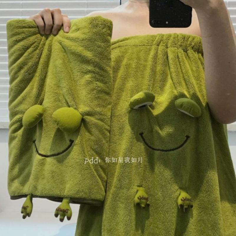Cartoon Frog Towels Household Thicken Coral Velvet Water-absorbent Bathroom Fashion Universal Bath Towel Wash Hand Cute Home