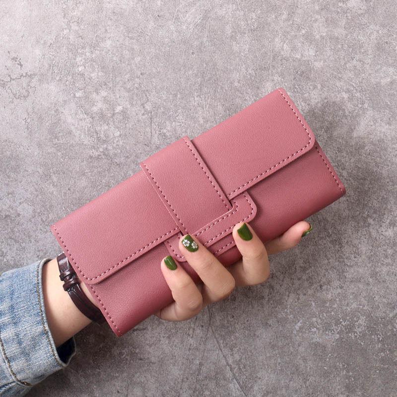 Women's Tri-fold Fashion Wallet - Long, Simple, Multifunctional with Buckle, Coin Purse & Card Holder