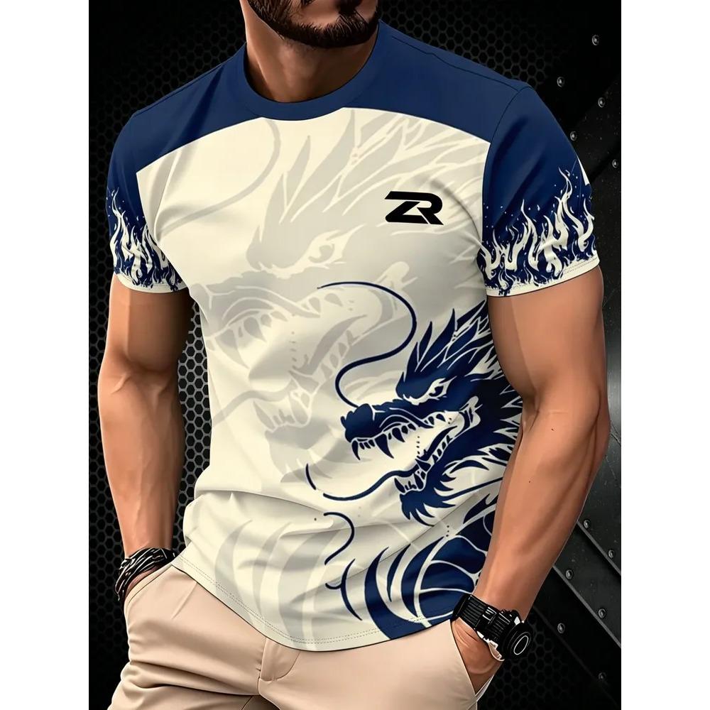 Stripe 3D Printed Short Sleeved T-shirt Fashionable Comfortable Soft Breathable Large Loose Summer Mens T-shirt