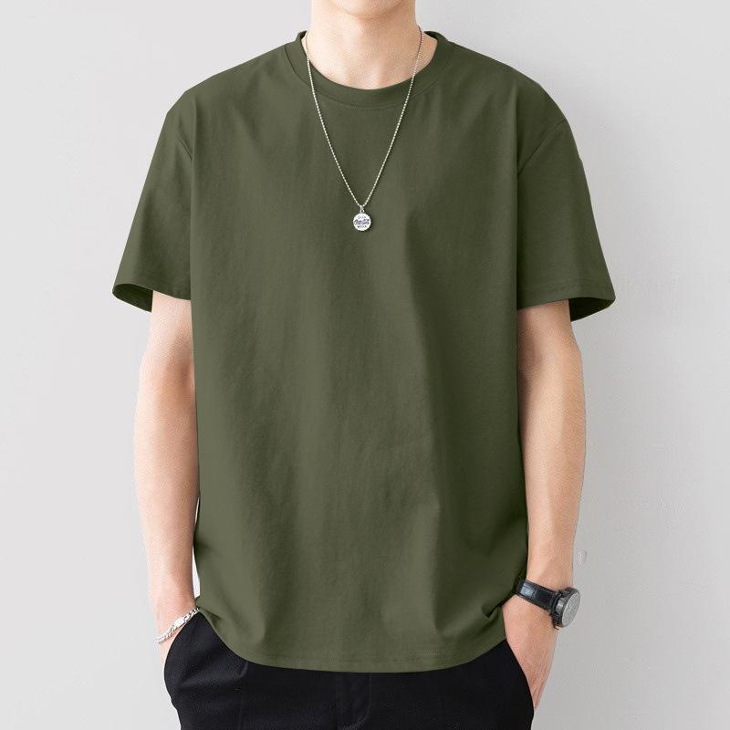 Summer Round Neck Fashionable Casual Pure Cotton Solid Color Short Sleeved Men's T-shirts