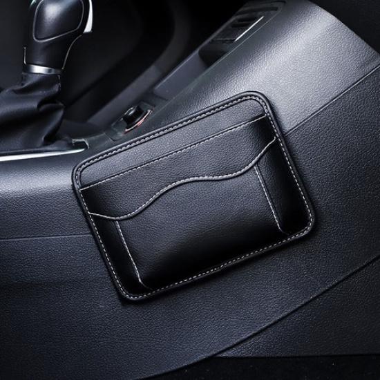 Car Interior Accessories Storage Bag Pocket Black PU Leather Bag Organizer Bag