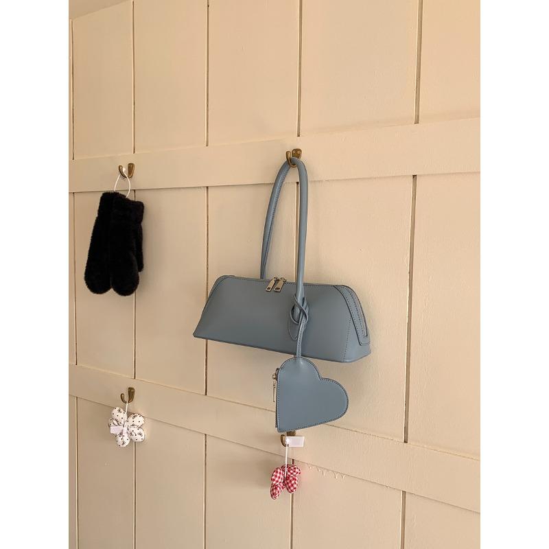 

Нишевая стильная сумка-багет под мышкой для женщин, простая портативная сумка-багет, любовь, двойная молния, новая женская сумка через плечо синий