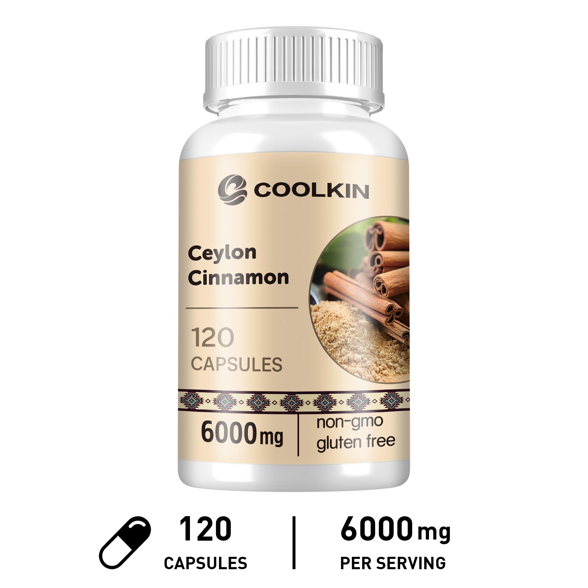 COOLKIN Ceylon Cinnamon Dietary Supplement, Contains Ceylon Cinnamon Extract, High Content 6000mg, Daily Nutritional Supplement 120*1