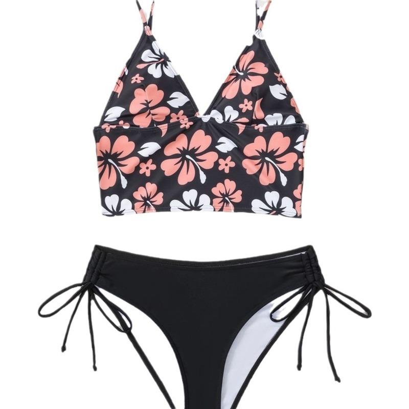 New printed lace-up seaside sexy bikini swimsuit swimsuit women