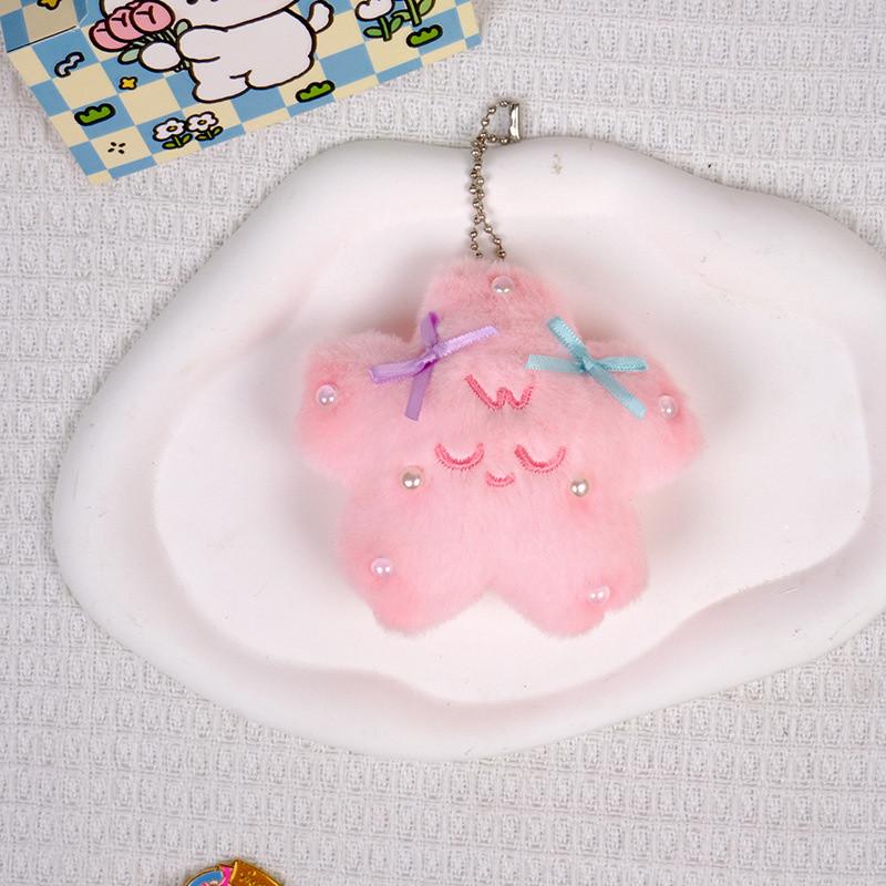 Squeezing Bow Pink Siamese Cat Kapibala Star Pendant Keychain Doll Plush Doll Accessories