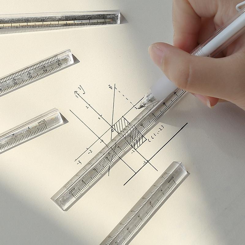 3Pc 15cm Transparent Triangle Ruler Multifunction DIY Drawing Tools School Office Supplies