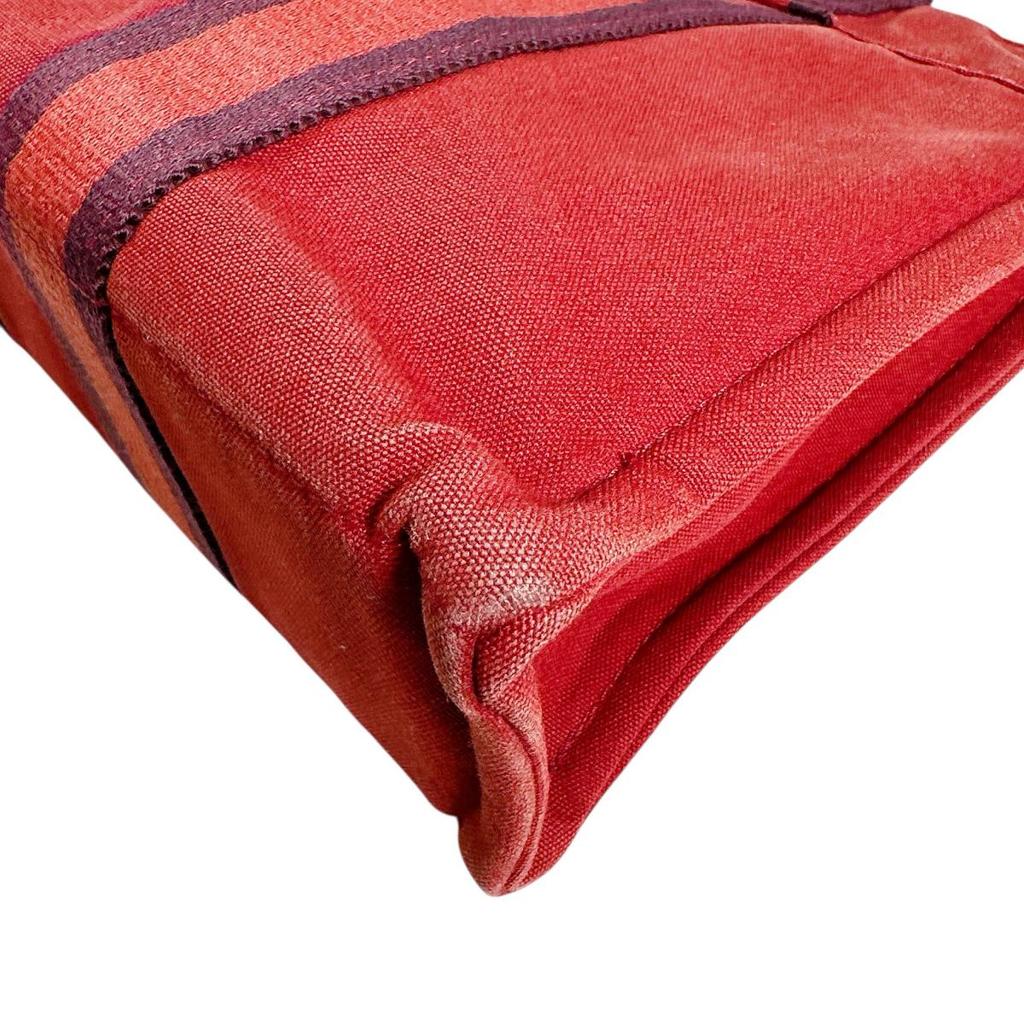 Hermes Fool Toe PM Handbag Canvas Red Unisex Used