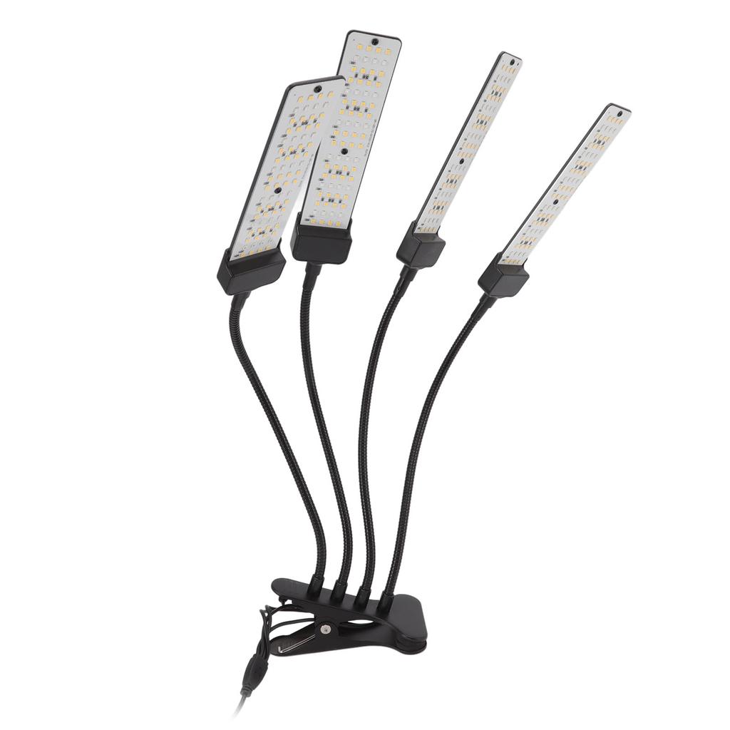 Lumină LED pentru creșterea plantelor cu 4 brațe flexibile, iluminare cu spectru complet, 5 niveluri de dimare, clip, lampă pentru creșterea plantelor cu