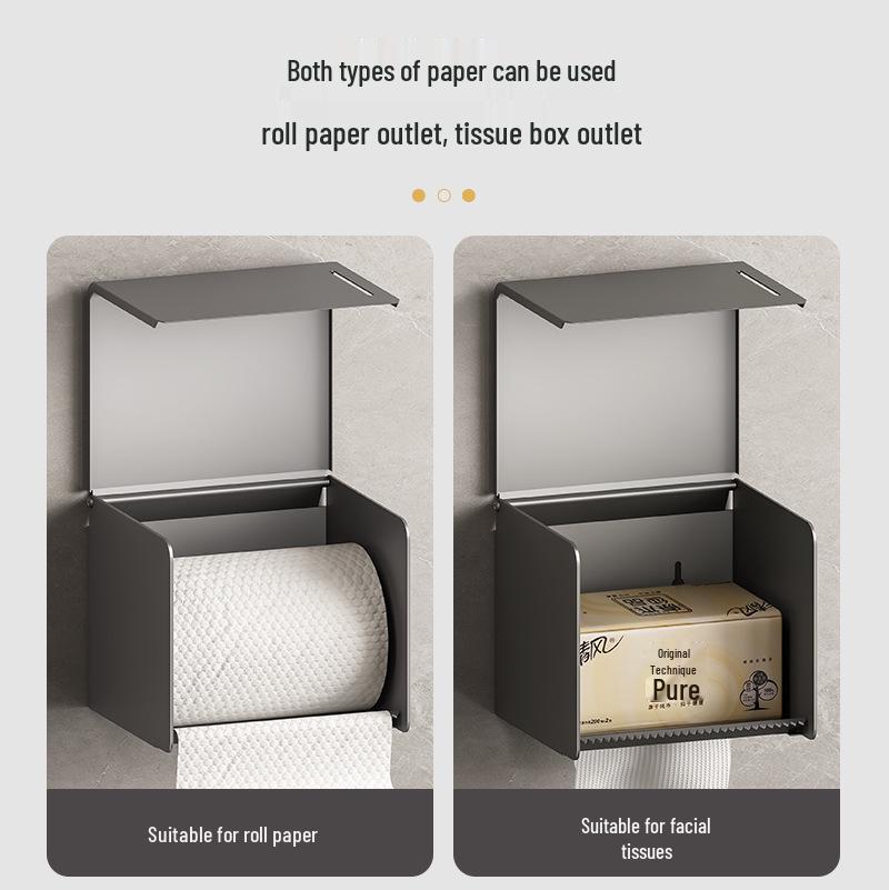 Punch-Free Wall-Mounted Gun Gray Tissue Box and Towel Holder