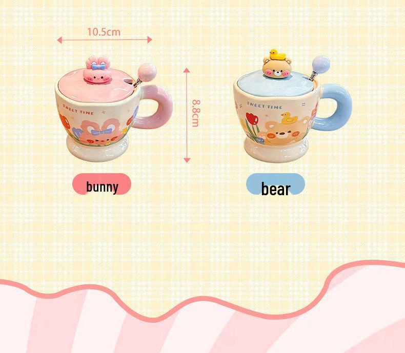 Adorable Rabbit Ceramic Mug Set: Birthday Gift for Girls - Couple Style Souvenir Water Cup with Gift Box