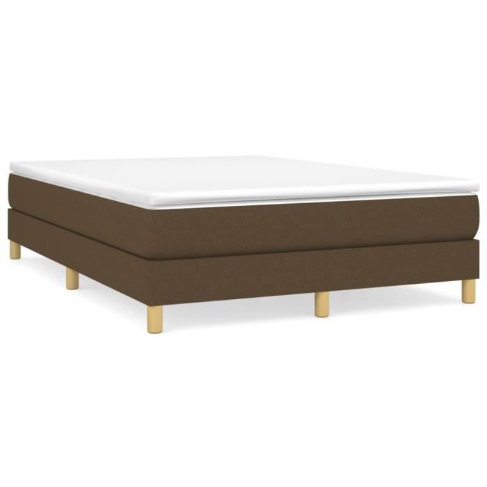 3120617 vidaXL Sommier à ressorts de lit Marron foncé 140x200 cm Tissu