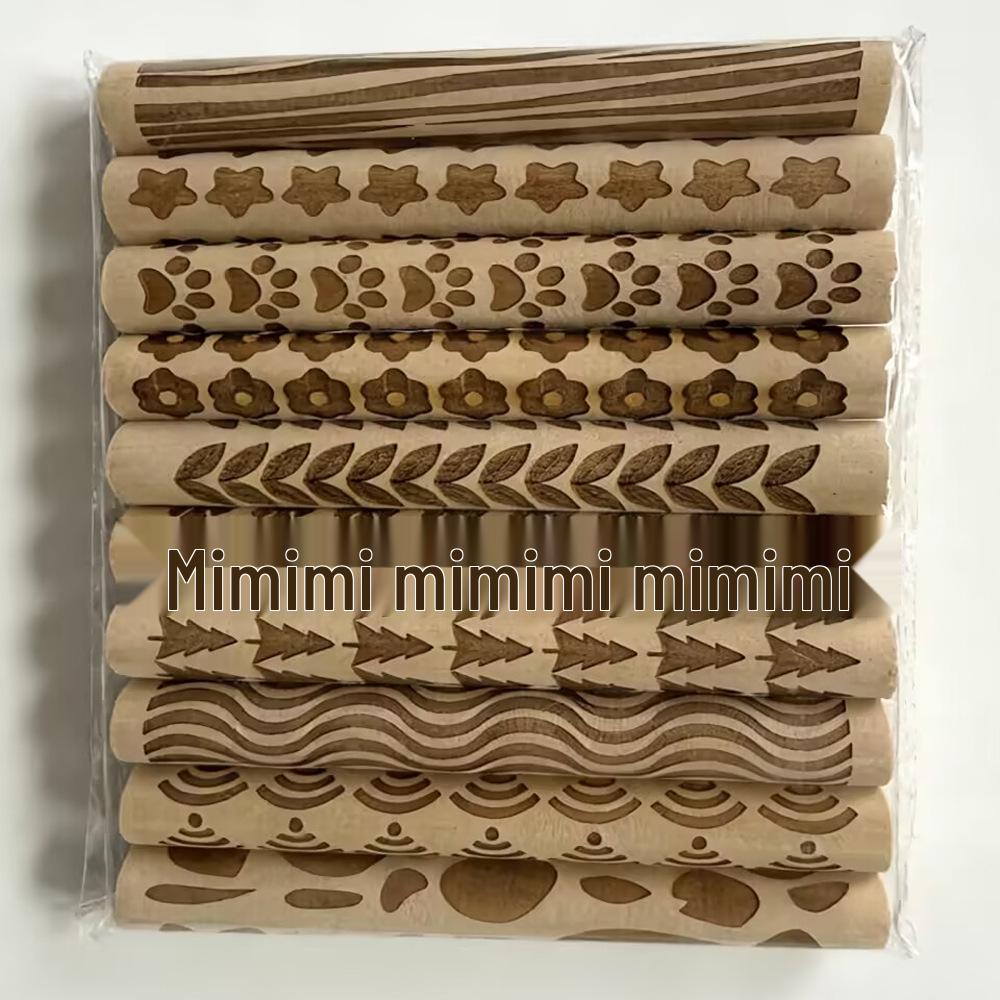Wood Grain Embossed Rolling Pin for Clay and Baking