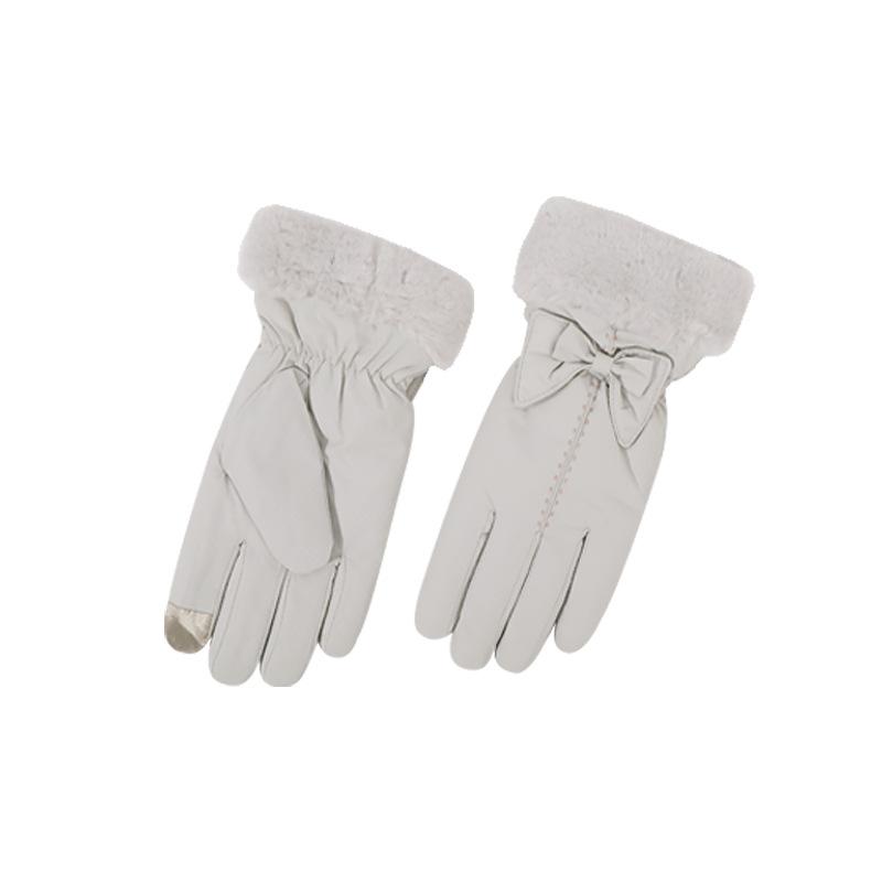 

Winter new velvet thickened bow warm gloves women s cold gloves men s ski riding gloves women