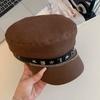 Cloth Denim Octagonal Hat Korean Style Retro Painter Hat Fashion Rivet Denim Beret  Travel