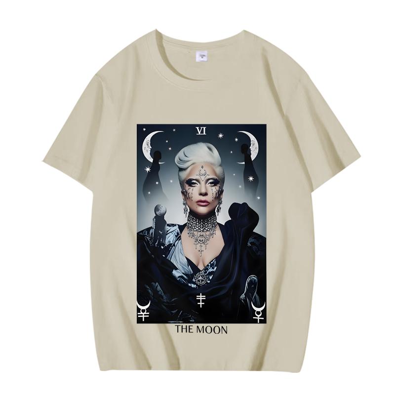 Tarot The moon graphics T Shirt men ’s women Oversized 100% Cotton streetwear short sleeve Summer print Unisex shirts