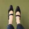 Cuir de vache Printemps et Automne 2025 Talon Moyen Peu Profond Rivet Chaussures Simples Rétro Cuir Chaussures Mary Jane Tout Cuir Femmes Intérieur et Extérieur
