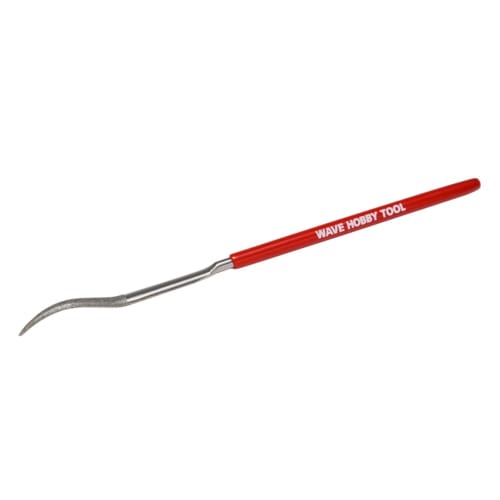 Wave Hobby Tool Series HG Special Shape Diamond File, Rounded/Bent Tip, Plastic Model Tool, HT-673, Grip: Red
