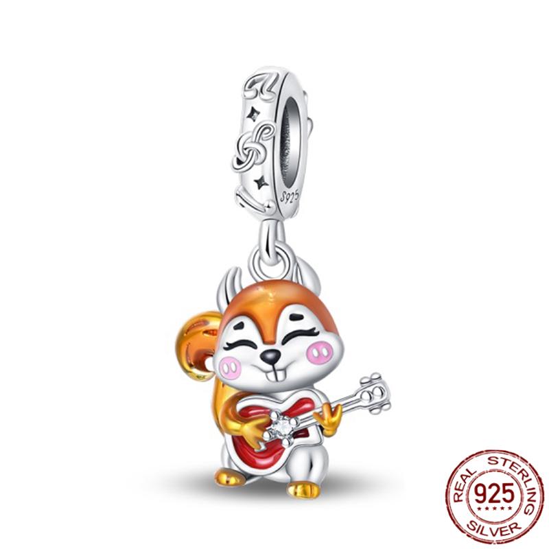 Copper Autumn Brown Music Squirrel Scarecrow Pumpkin Maple Leaves Charm Bead Women'S Bracelets Diy Jewelry Gift