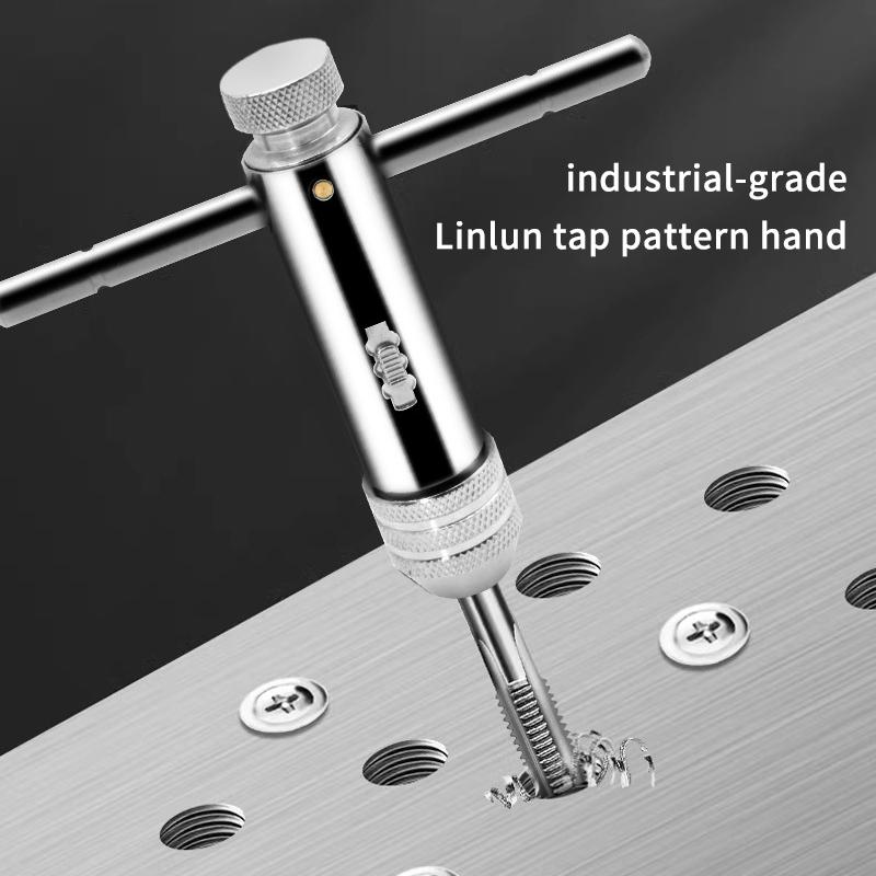 M3-8 M5-12 Adjustable T-Handle Ratchet Hand Tap Holder Wrench Extended Tapping Forward And Reverse Hand Tapping Accessories Tool